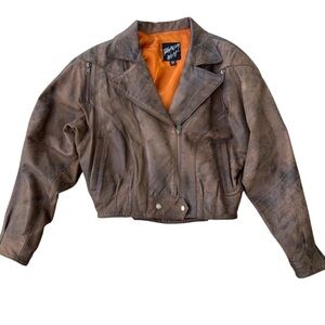 Vintage Tannery West Brown Leather Motorcycle Jacket